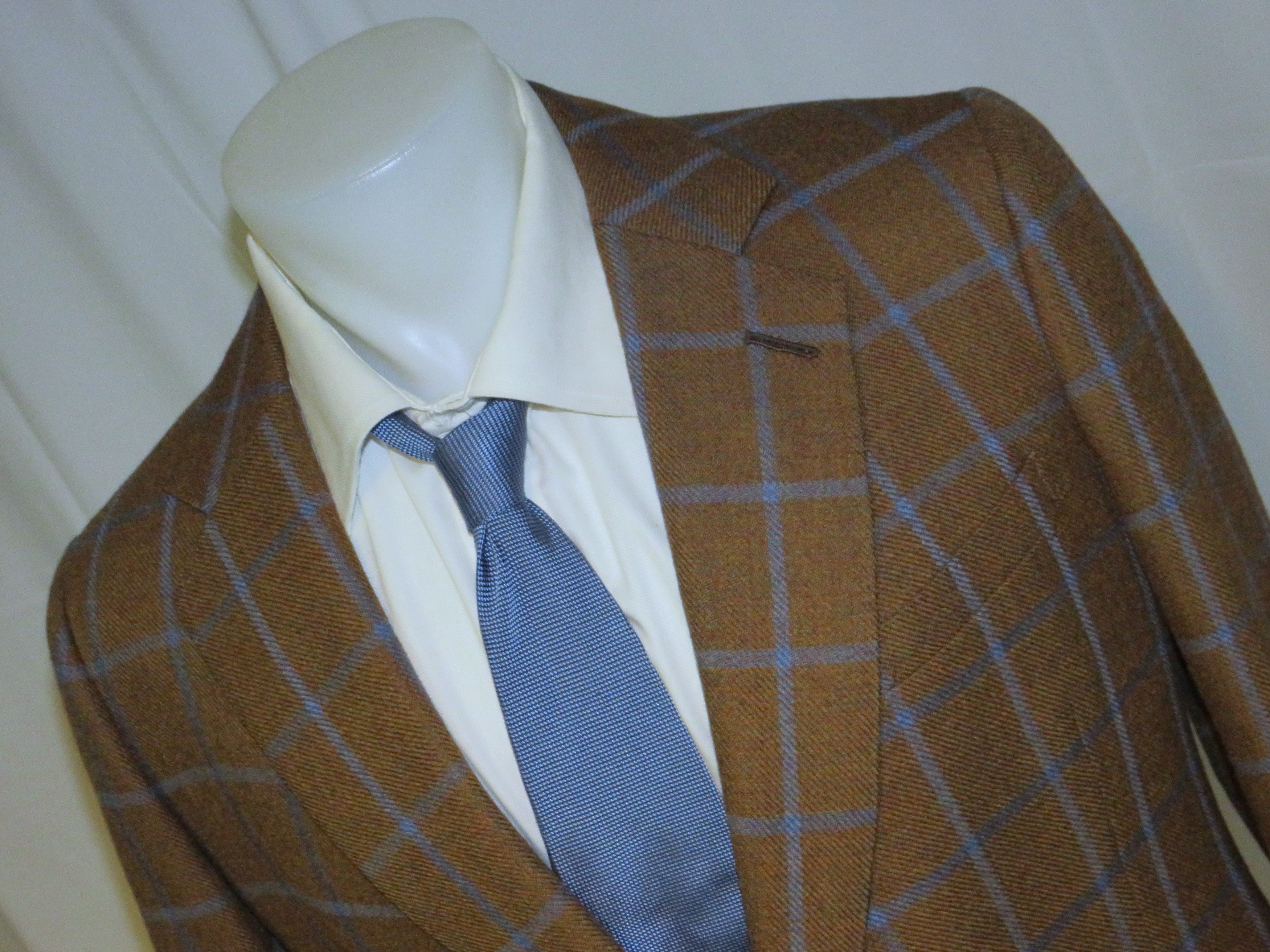 Savile Row B. Burstow Brown Windowpane Plaid Two Button Sport Coat 40L Size 40L - 4 Thumbnail