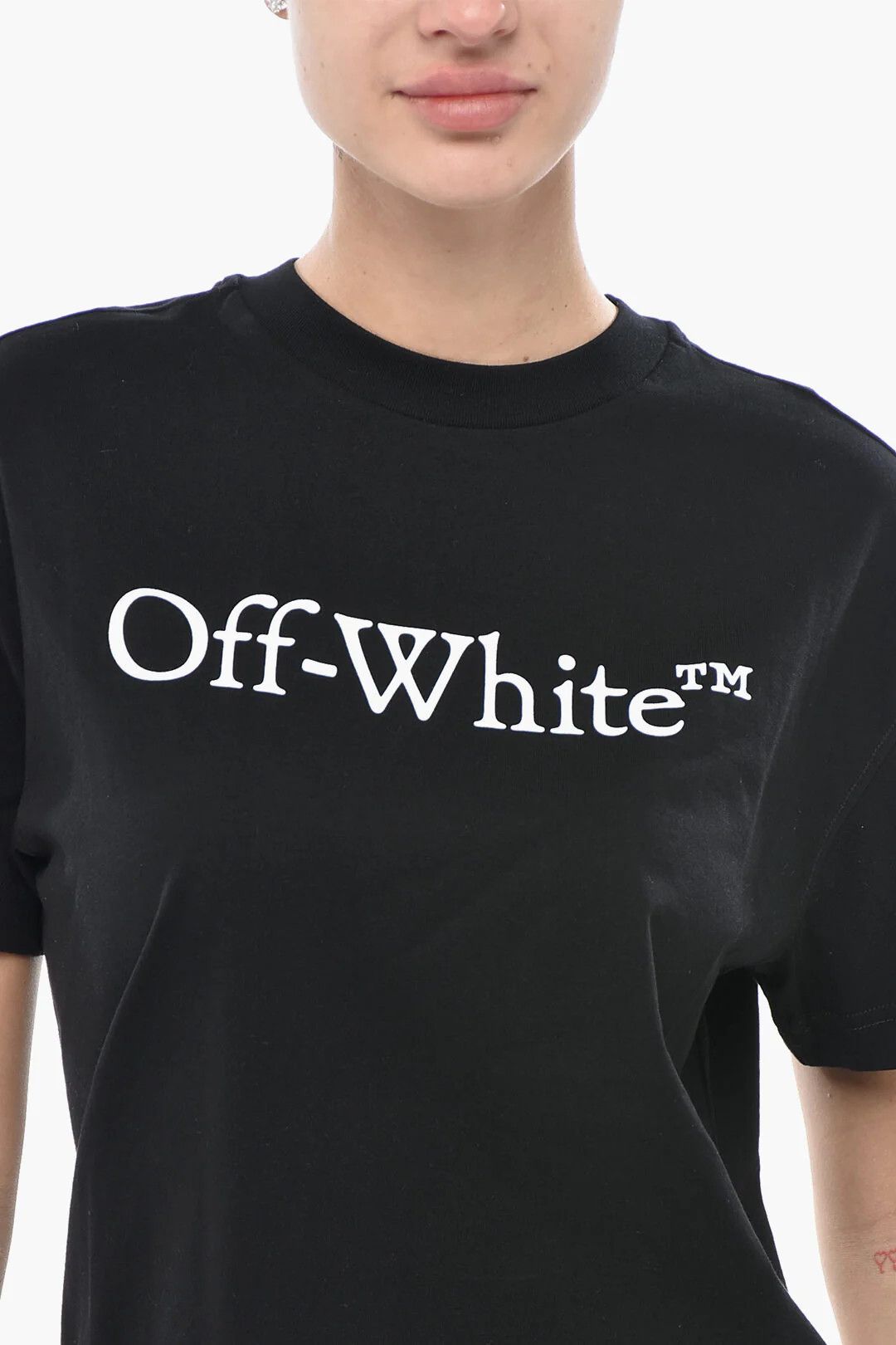 Off-White og1mm0426 Cotton Crewneck T-Shirt in Black Size XS / US 0-2 / IT 36-38 - 3 Thumbnail
