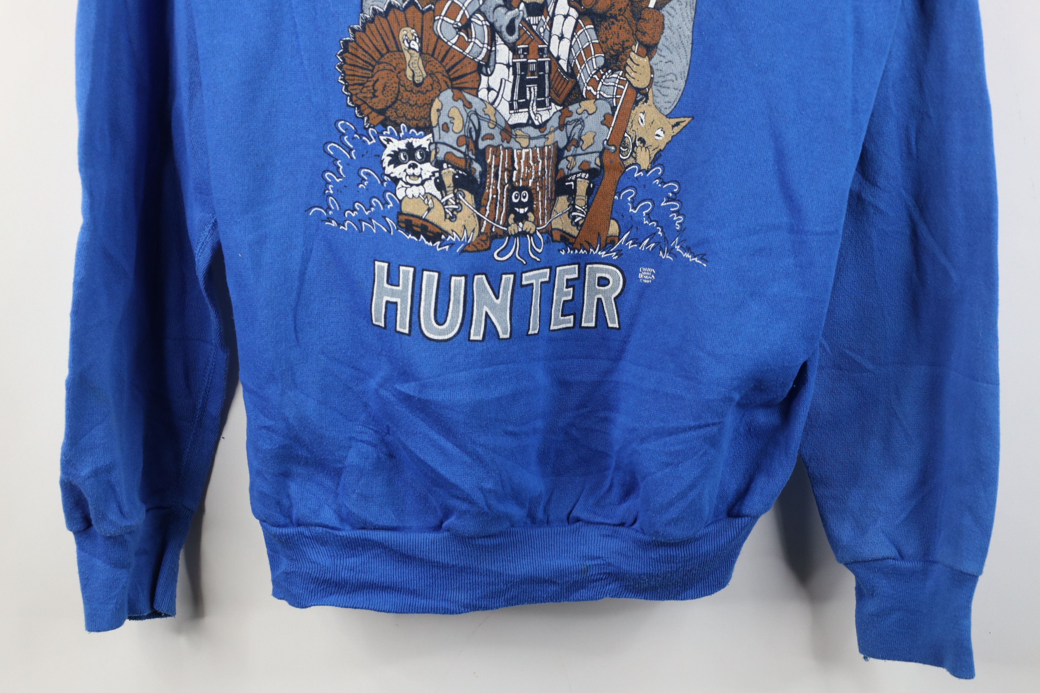 Vintage Vintage 90s Greatest Hunter Hunting Sweatshirt Blue USA Size US XL / EU 56 / 4 - 3 Thumbnail