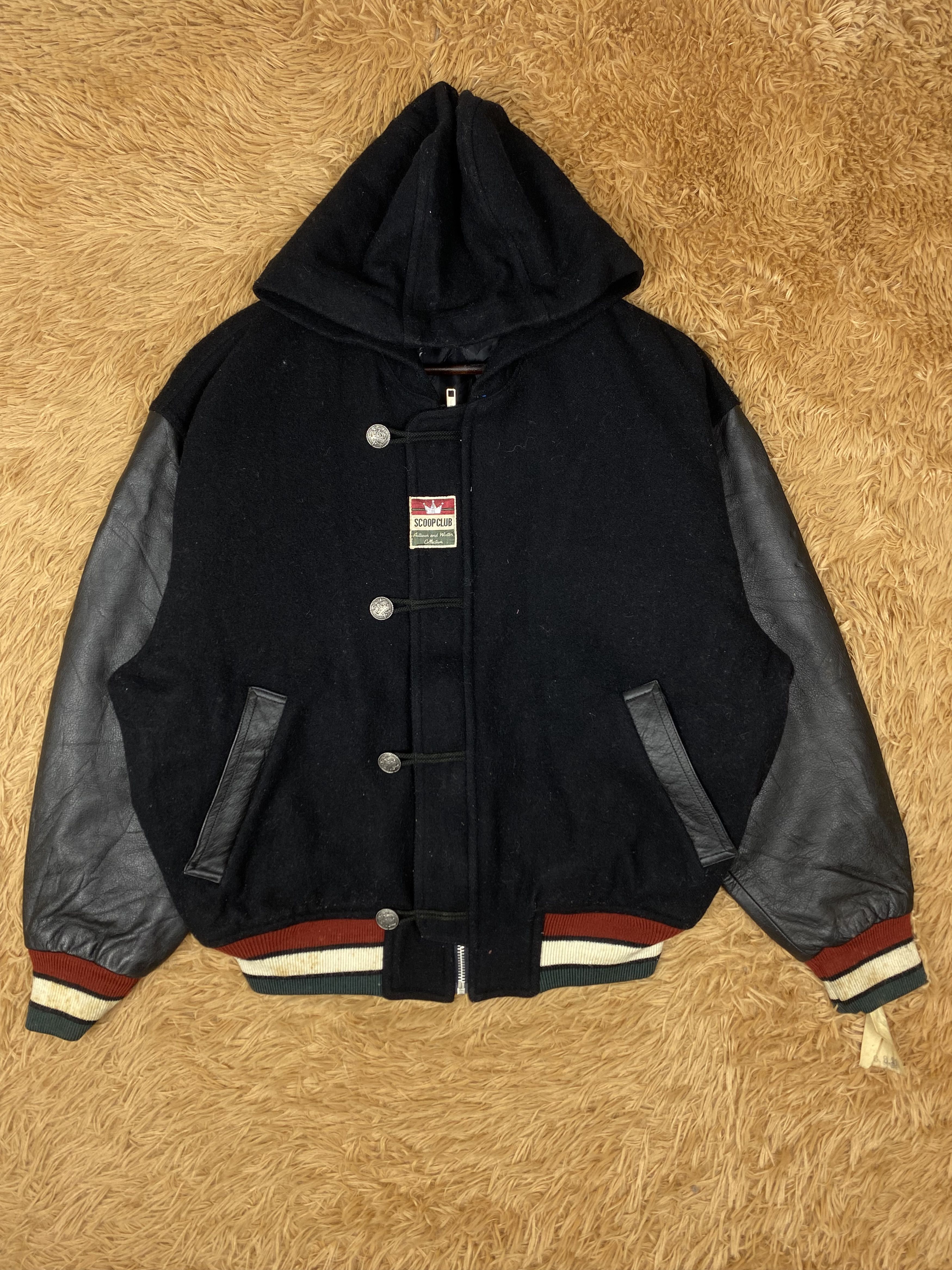 Japanese Brand Vintage Scoop Varsity Leather Sleeve Jacket DJ0209 Size US M / EU 48-50 / 2 - 1 Thumbnail