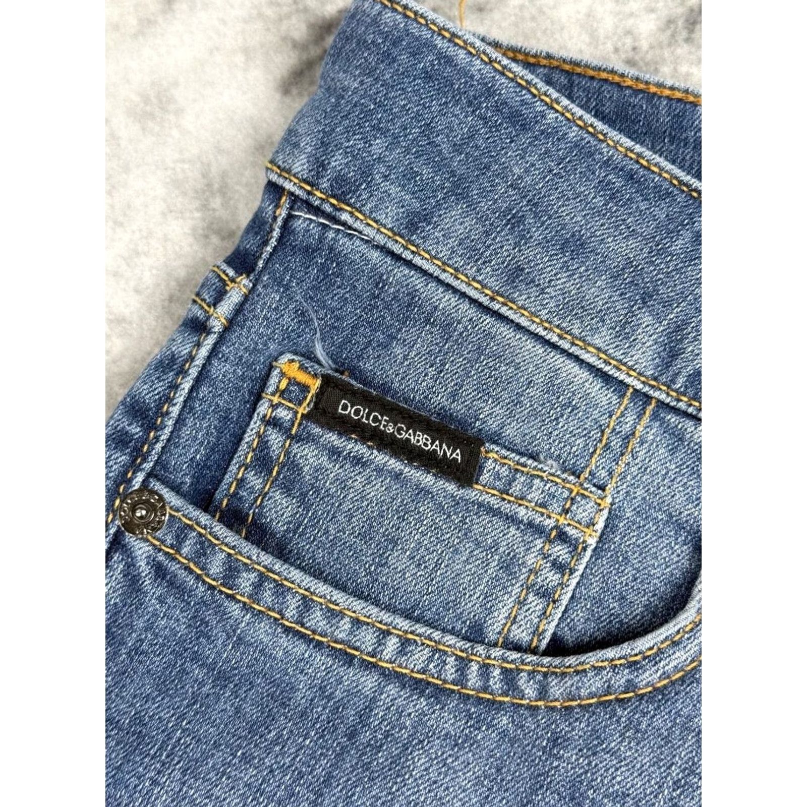 Dolce & Gabbana Dolce&Gabbana Jeans Slim Men 48 Blue Denim Logo 5-Pocket Zip Inseam 33 Leather? (Note: adjust) Size US 32 / EU 48 - 6 Thumbnail