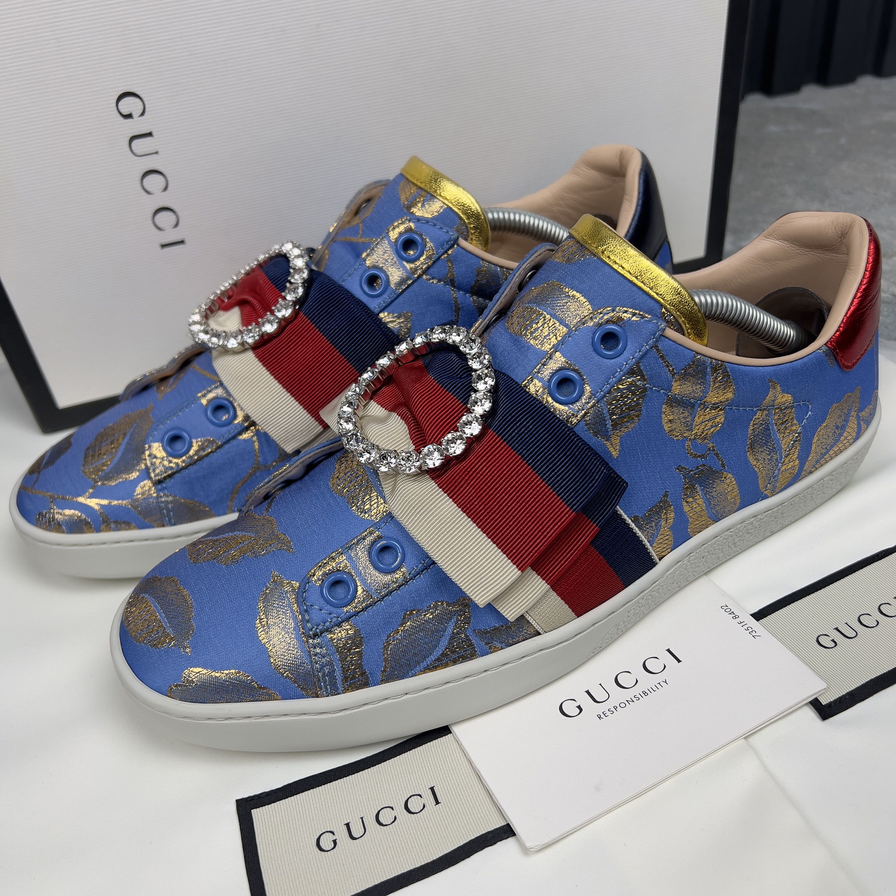 Gucci GUCCI Ace Sneakers Crystal Sylvie Lace Size US 7.5 / IT 37.5 - 1 Thumbnail