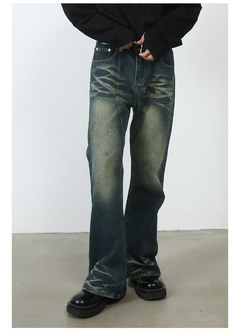 Japanese Brand × Jean Retro patchwork straight distressed flared jeans Size US 32 / EU 48 - 2 Thumbnail