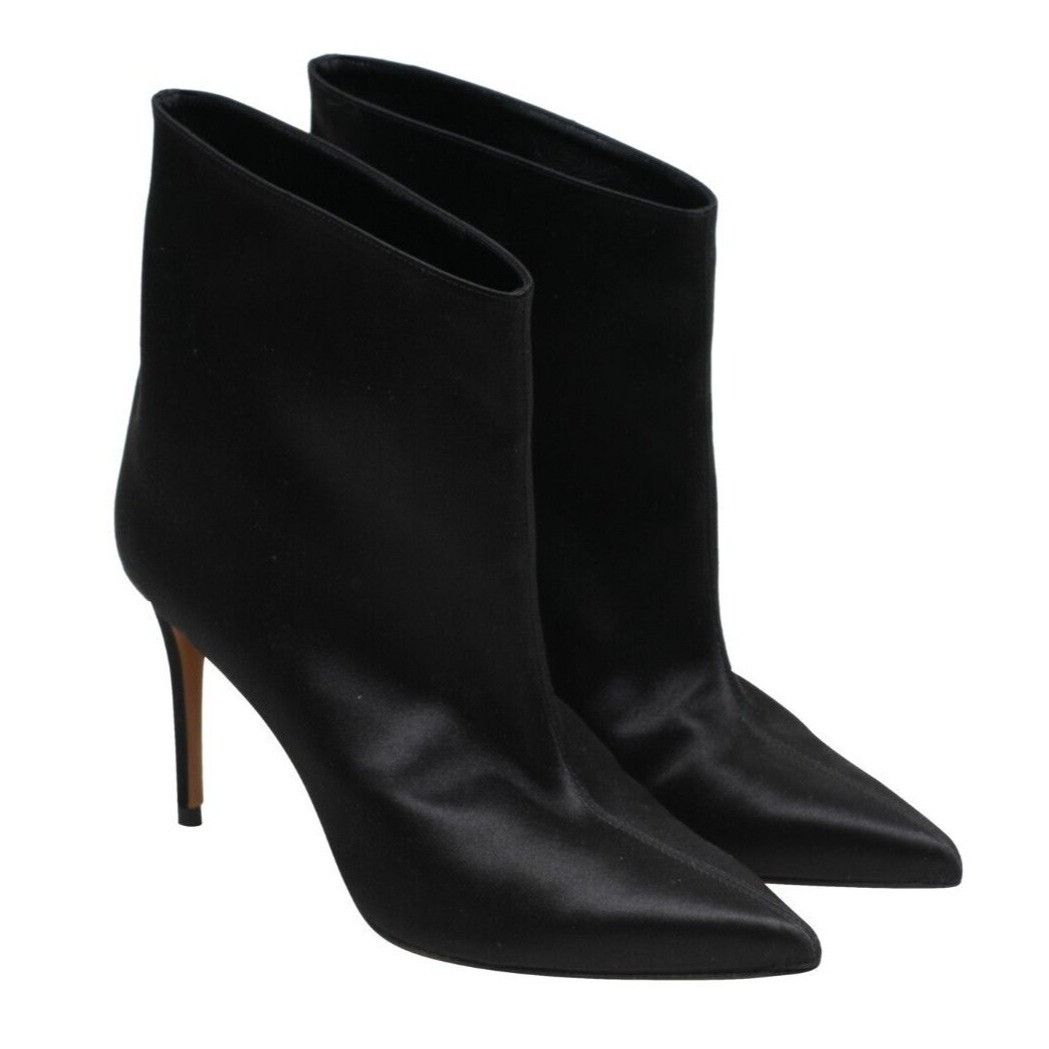 Alexandre Vauthier Alex Boots Black Satin Stiletto Pointed Toe Size US 9 / IT 39 - 1 Thumbnail