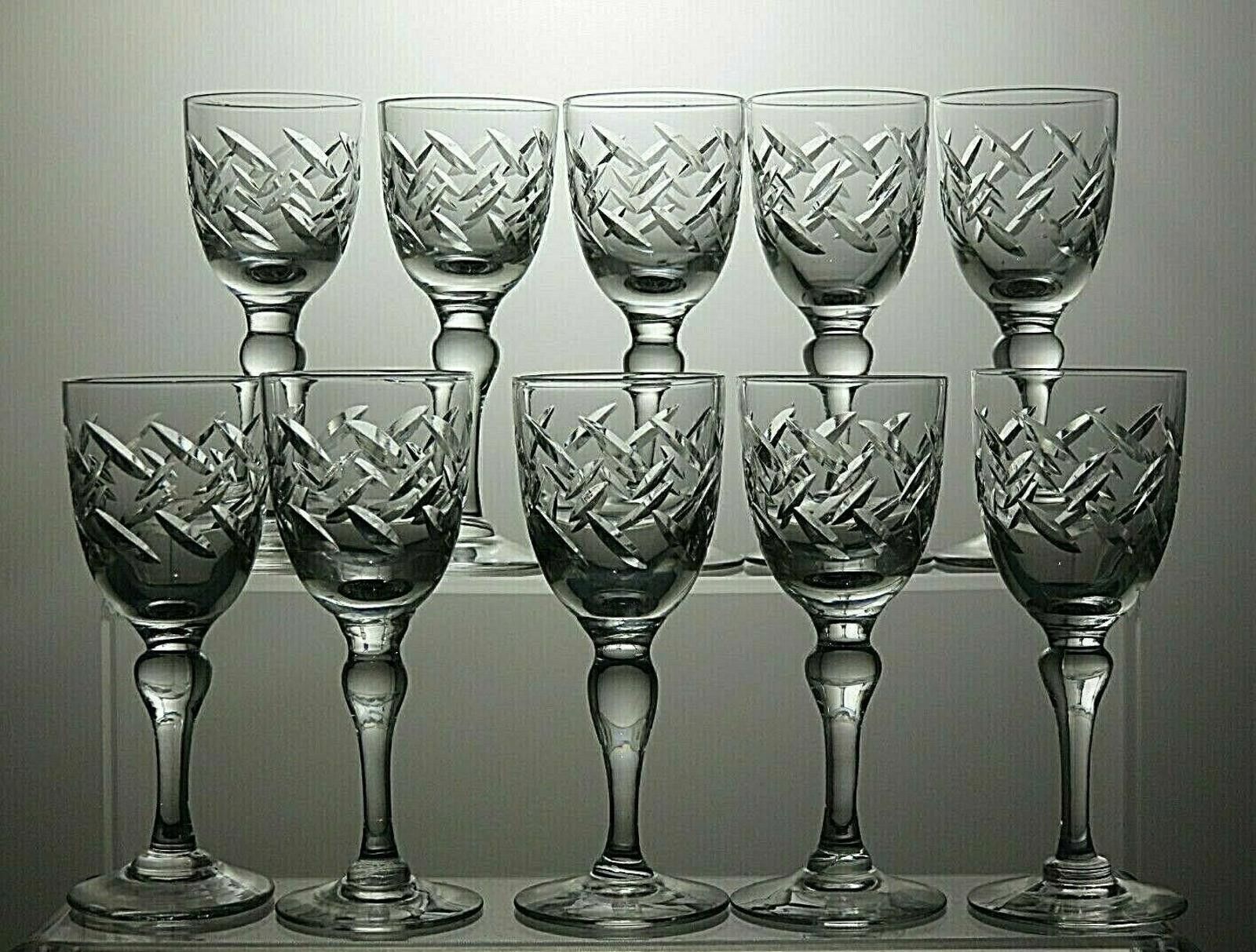 The Unbranded Brand Lead Crystal Cut Glass Set Of 10 Liqueur Glasses 4 1/8" Size ONE SIZE - 3 Thumbnail