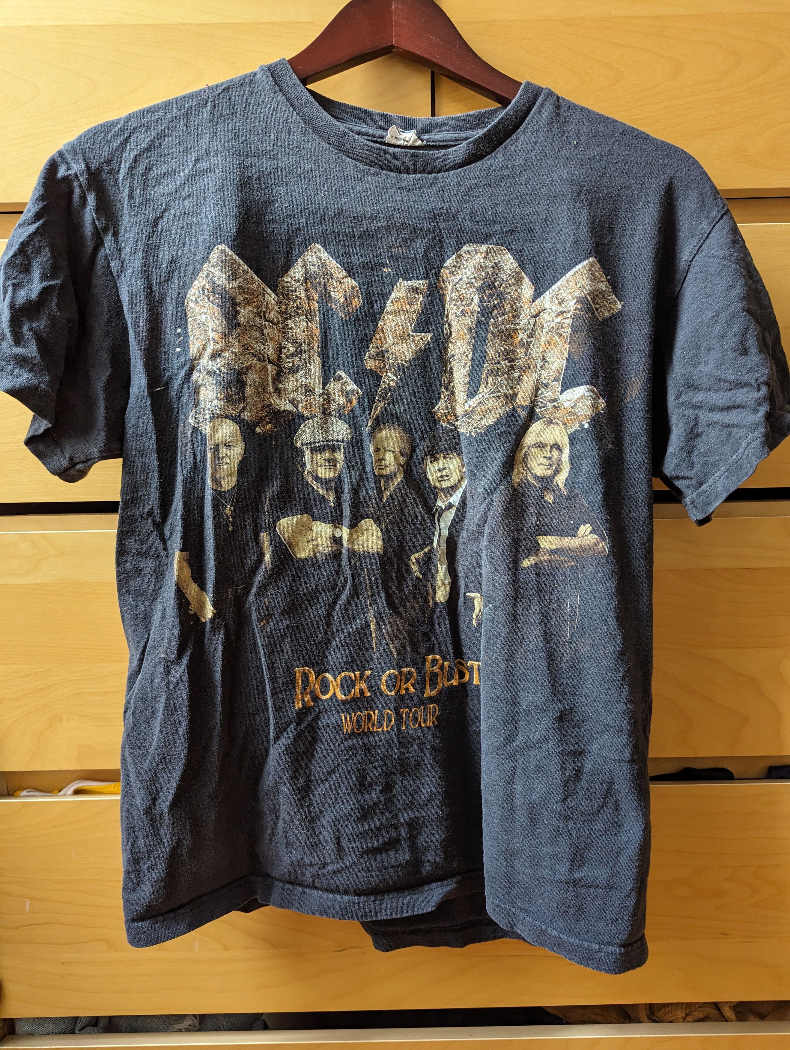 image of Acdc x Band Tees Ac/dc Rock Or Bust World Tour Vintage Tee in Black, Women's (Size Small)