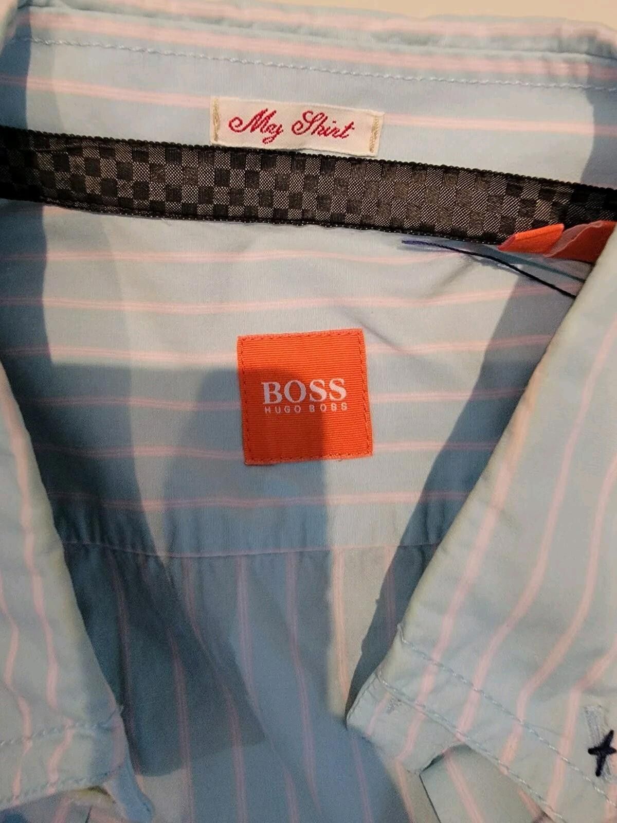 Hugo Boss Hugo Boss My Shirt Men's L Blue White Striped Shirt Size US L / EU 52-54 / 3 - 3 Thumbnail