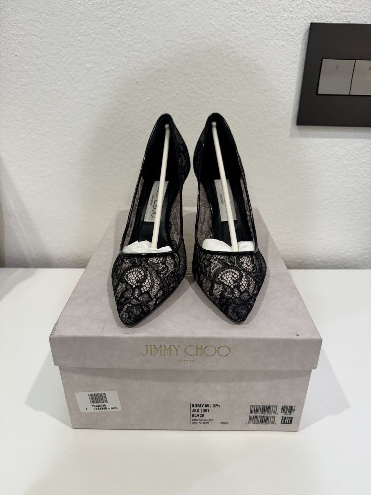 Jimmy Choo Black Jimmy Choo Lace Pumps Size US 7.5 / IT 37.5 - 1 Thumbnail