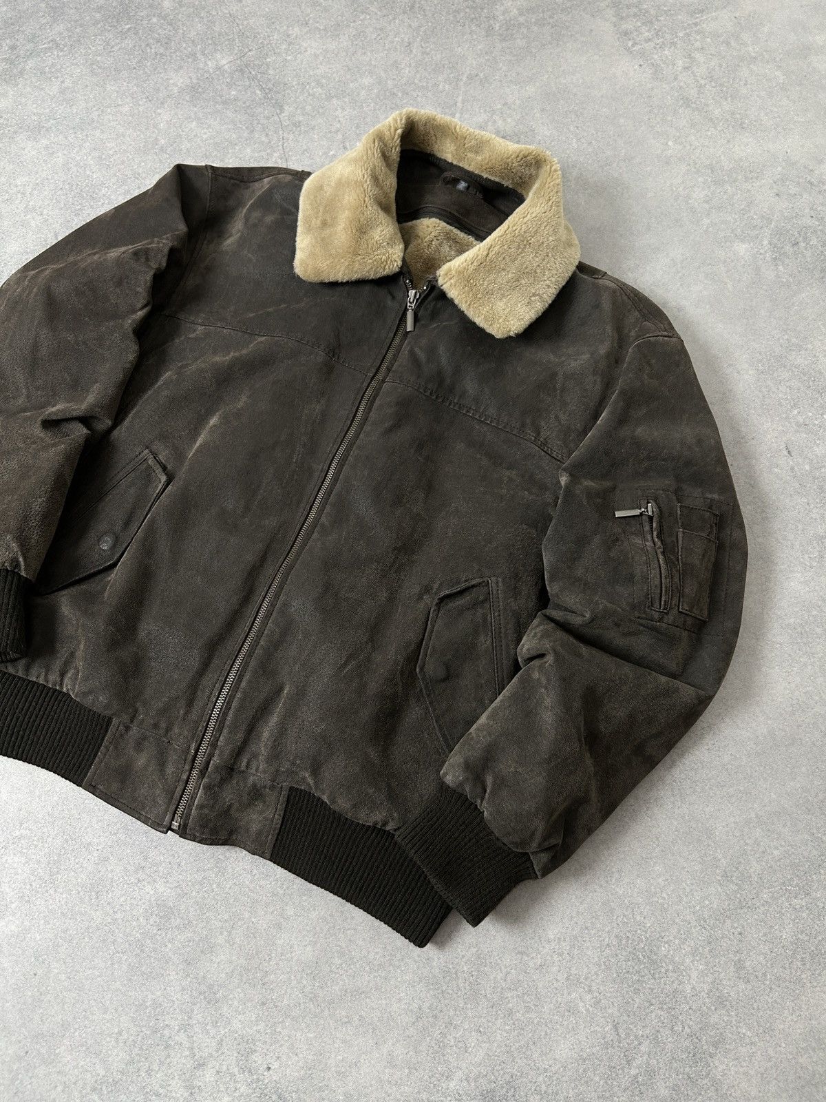 Genuine Leather Vintage Aviator Jacket with sherpa leather jacket size Xl Size US XL / EU 56 / 4 - 6 Thumbnail