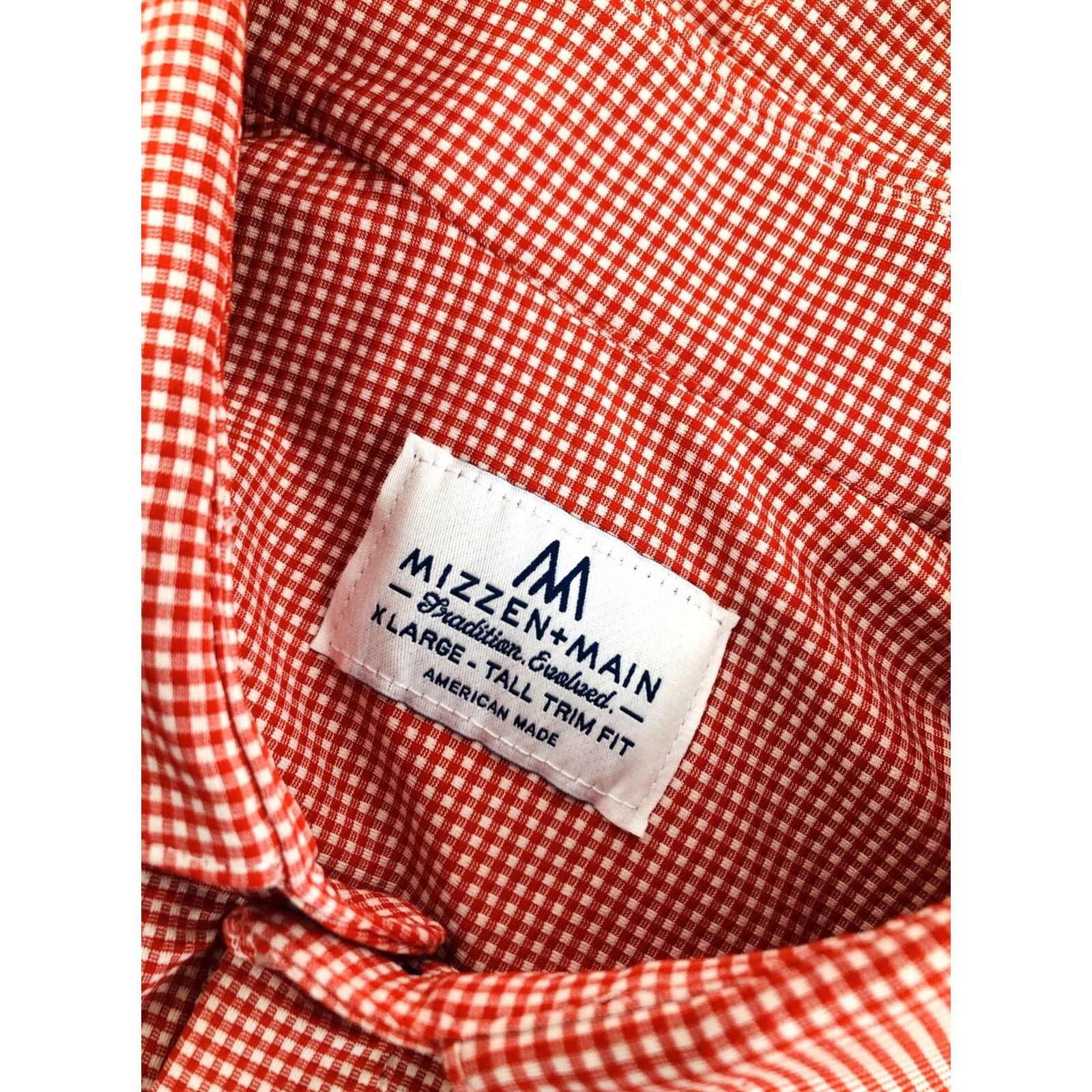 Mizzen+Main MIZZEN+MAIN - XL TALL Plaid Checked Shirt - Button-Up - Red / White - Long Sleeve - Big & Tall - Men's Mens Shirt XLT EXCELLENT Size US XL / EU 56 / 4 - 5 Thumbnail