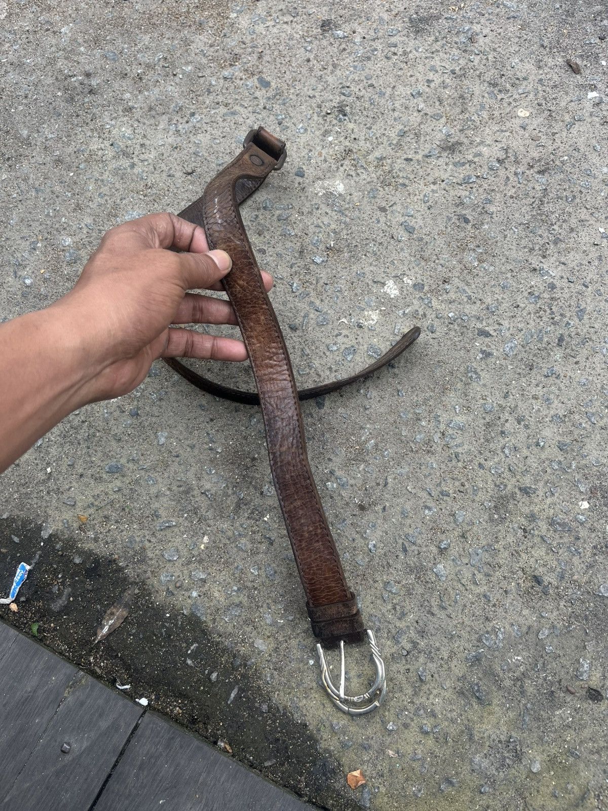 KMRii Rugged Patina Leather Belt Heavy Distressed Size 30 - 13 Thumbnail