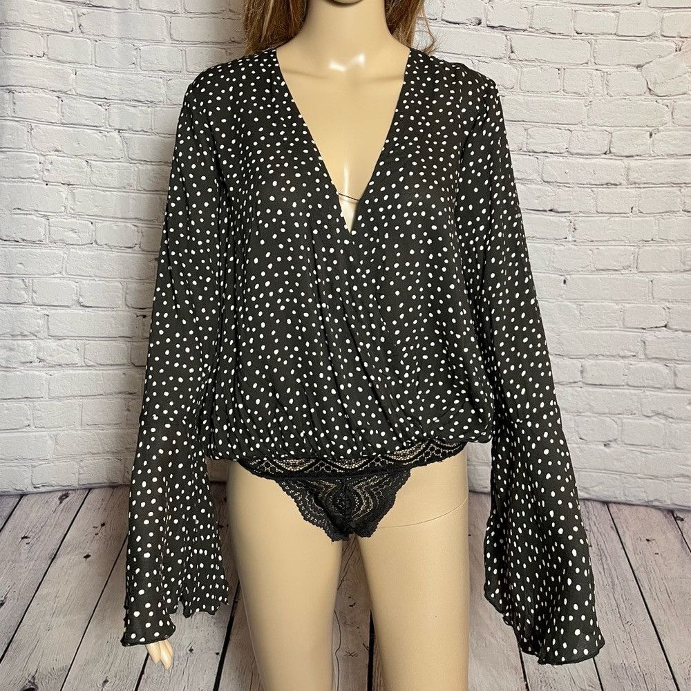 Free People NWT New Free People Makin Waves Black Polka Dot Bodysuit Si Size XS / US 0-2 / IT 36-38 - 3 Thumbnail