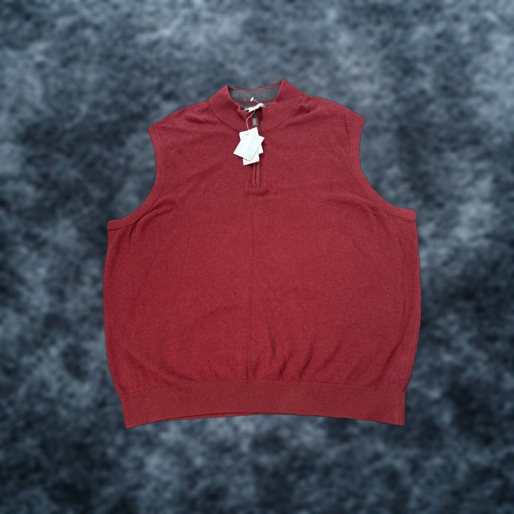 Cremieux Daniel Cremieux 1/4 Zip Sweater Vest Men’s 2XL Red Knit Sleeveless Mock Neck Casual Winter Fall Spring Size US XXL / EU 58 / 5 - 1 Thumbnail