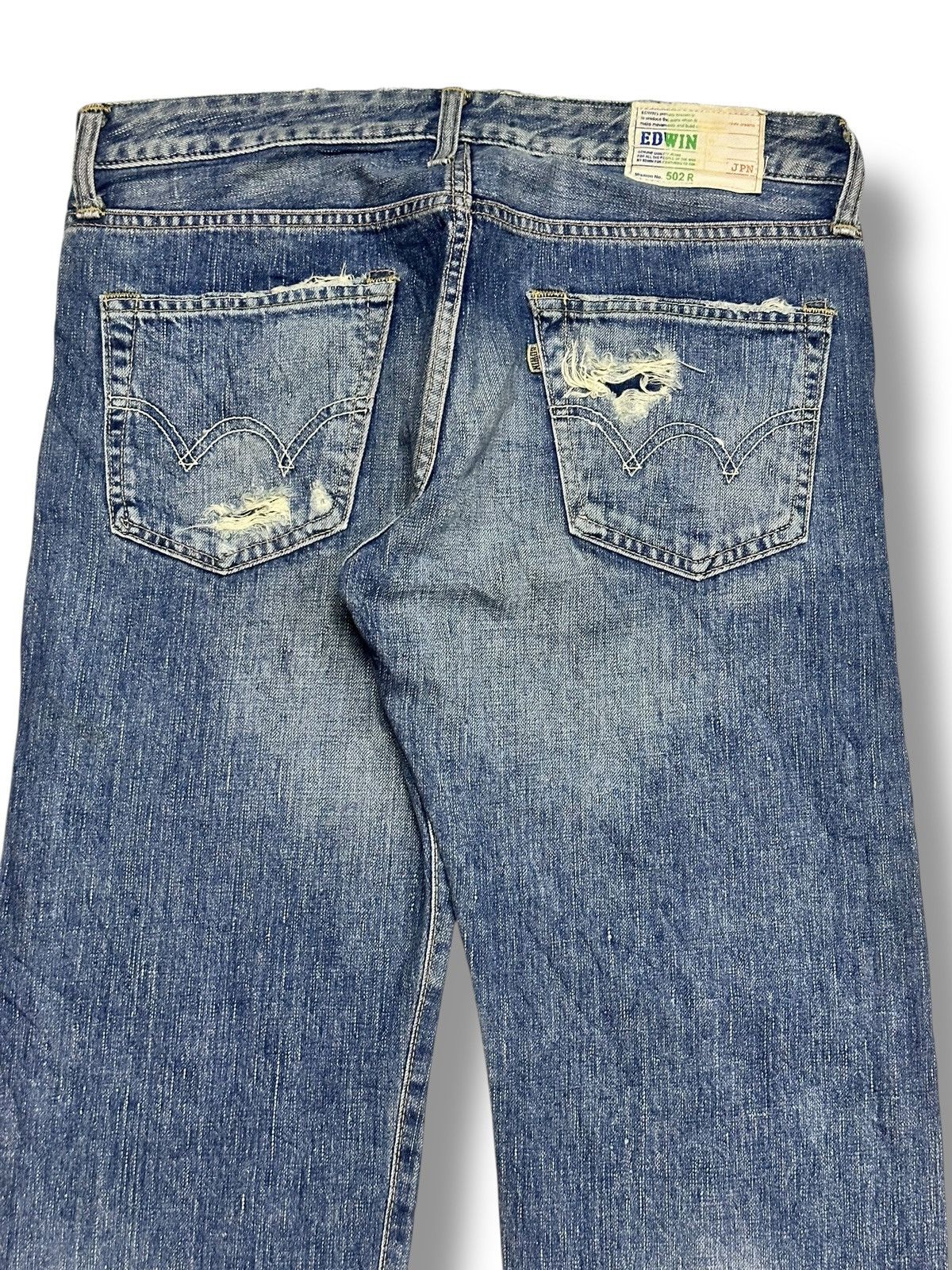 Edwin Edwin 502R Vintage 90's Distressed Baggy Loose & Faded Wash Size US 33 - 6 Thumbnail