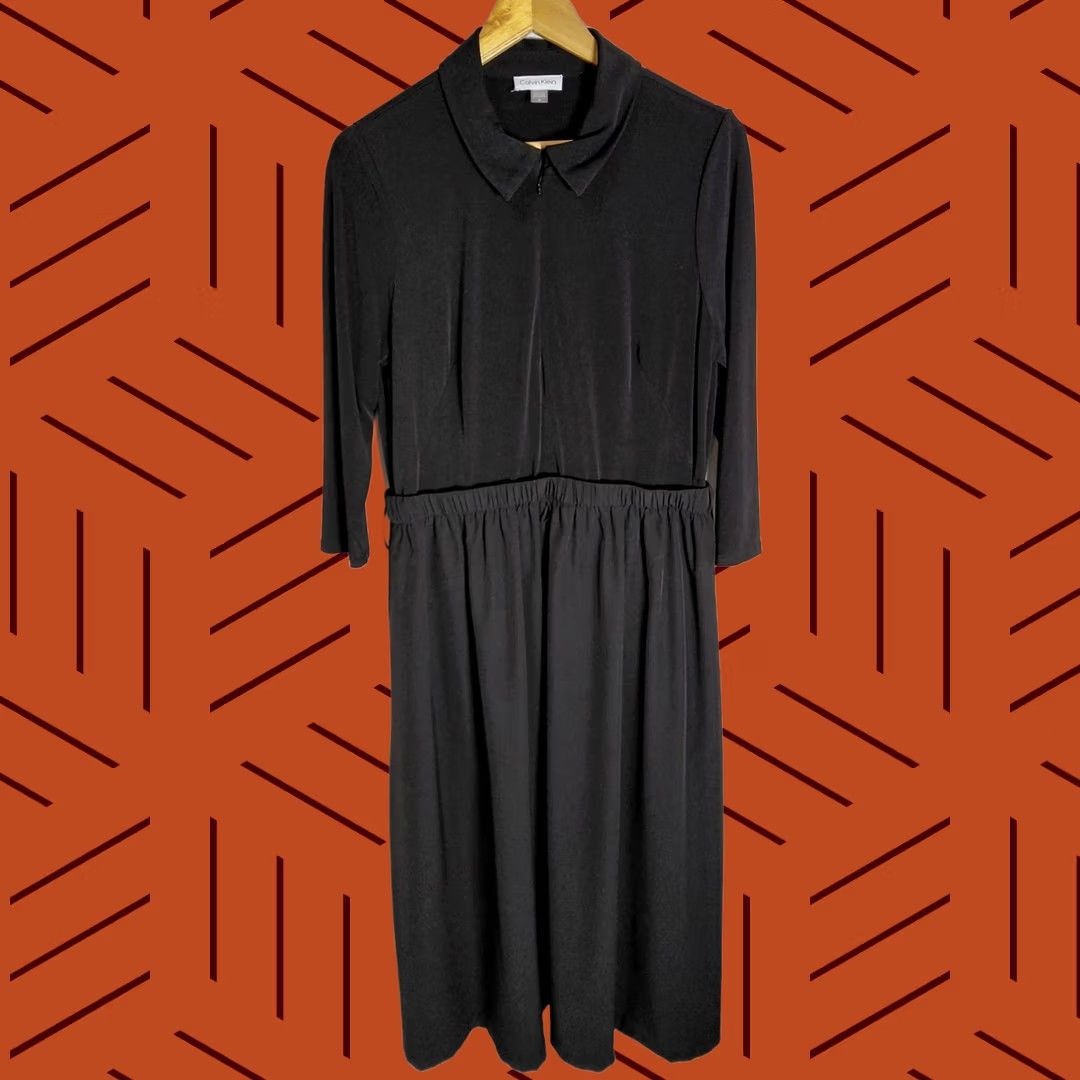 Calvin Klein Calvin Klein Black Collared Dress Solid 3/4 Sleeve Midi Size 14 Women Shirt Dress, Black, 14, Regular, CK Brand, … Size XL / US 12-14 / IT 48-50 - 1 Thumbnail