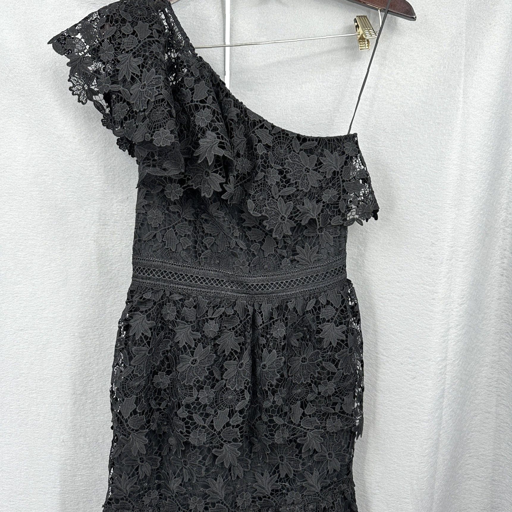 Joie Joie Belisa Dress Women 0 One Shoulder Midi Tiered Eyelet Lace Cottagecore Quiet Size XS / US 0-2 / IT 36-38 - 2 Thumbnail