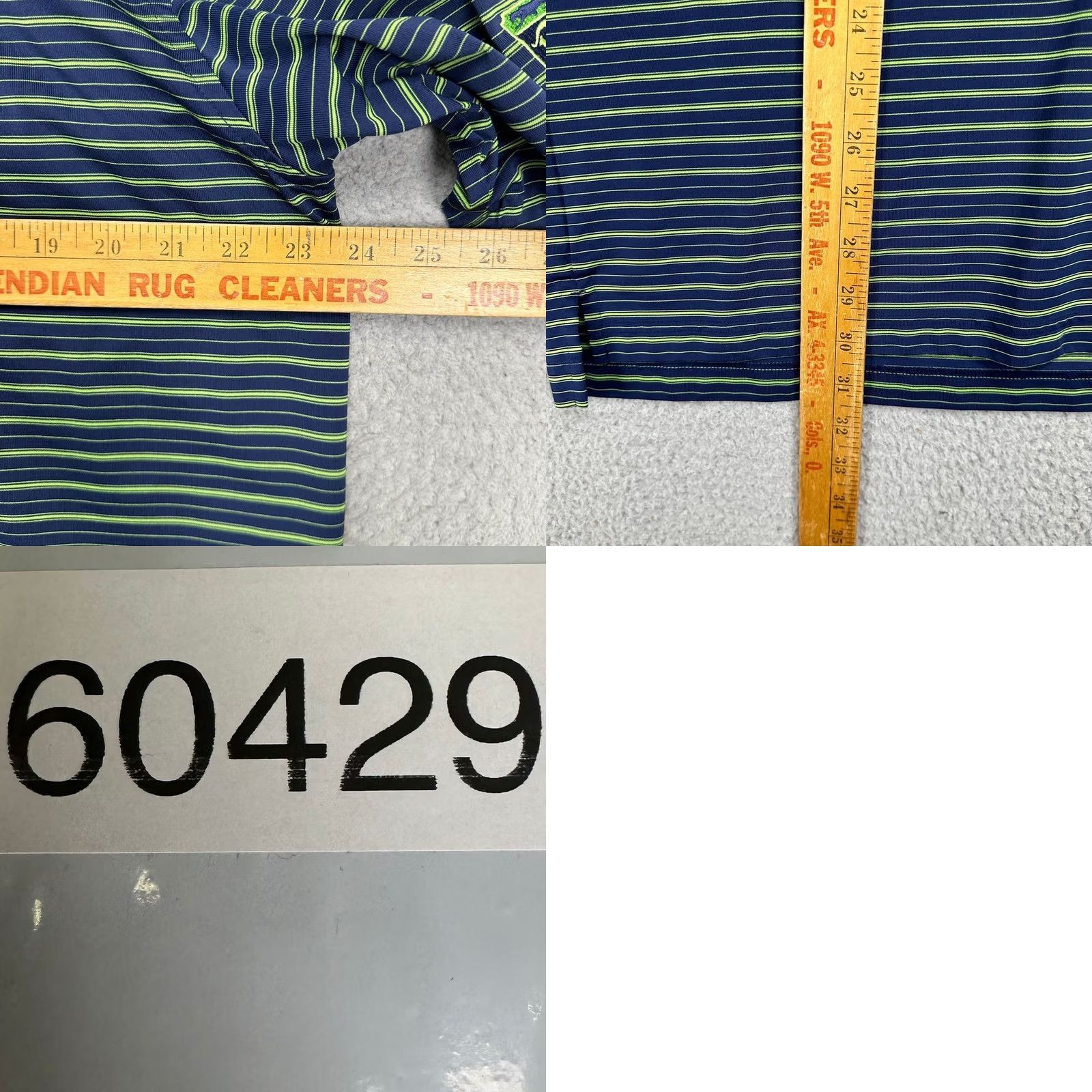 Vintage Donald Ross Polo Shirt Adult Large Navy Green Striped Golf Rugby Mens Size US L / EU 52-54 / 3 - 8 Thumbnail