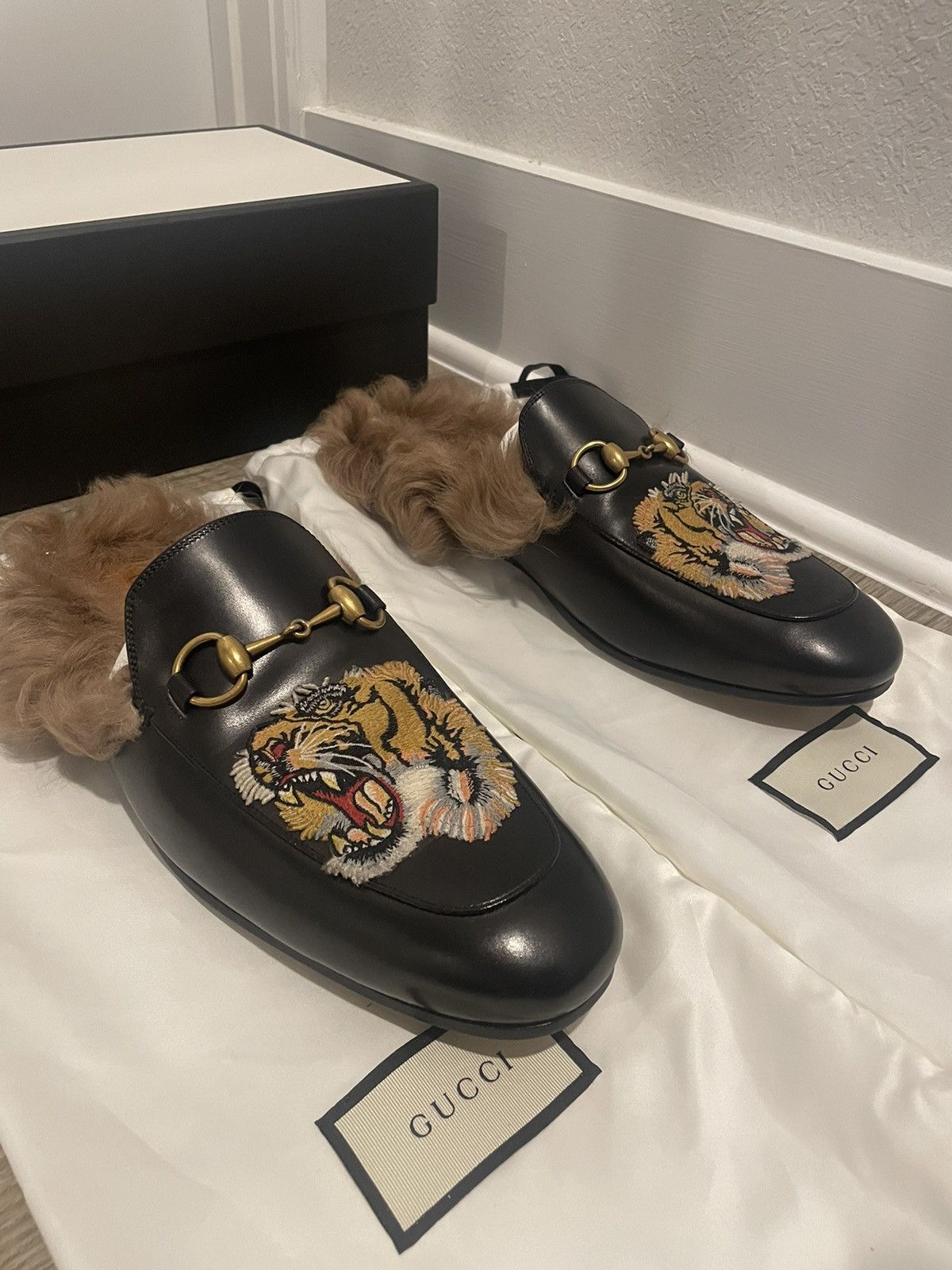 Gucci Gucci Princetown Fur Black Leather Rare Sold Out Size US 9 / EU 42 - 4 Thumbnail