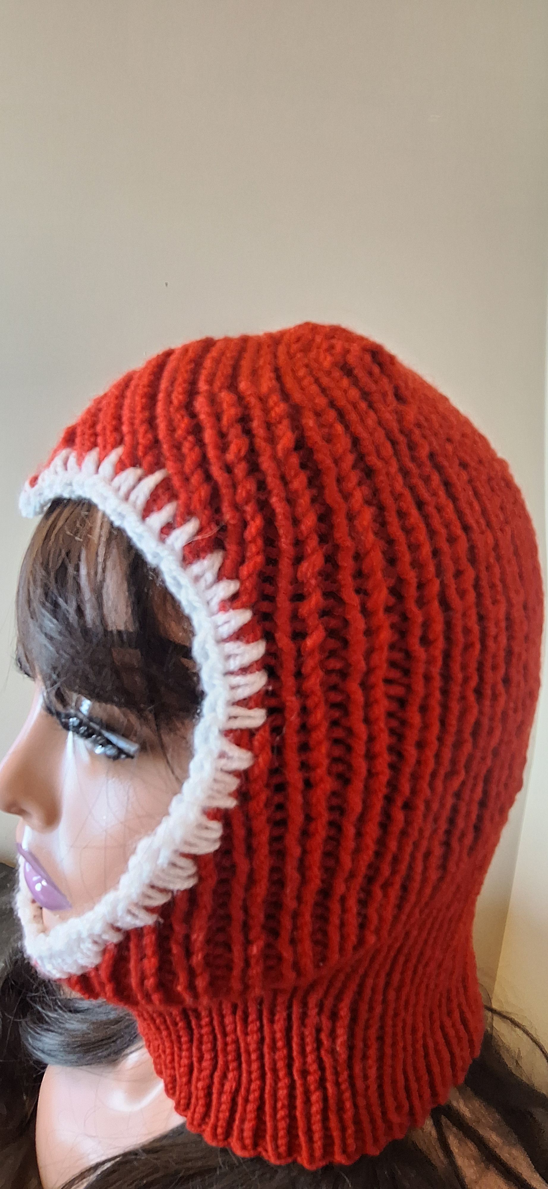 Other Handmade Wool Blend Balaclava – Red – Art Moodwear – 1-of-1 Size ONE SIZE - 3 Thumbnail