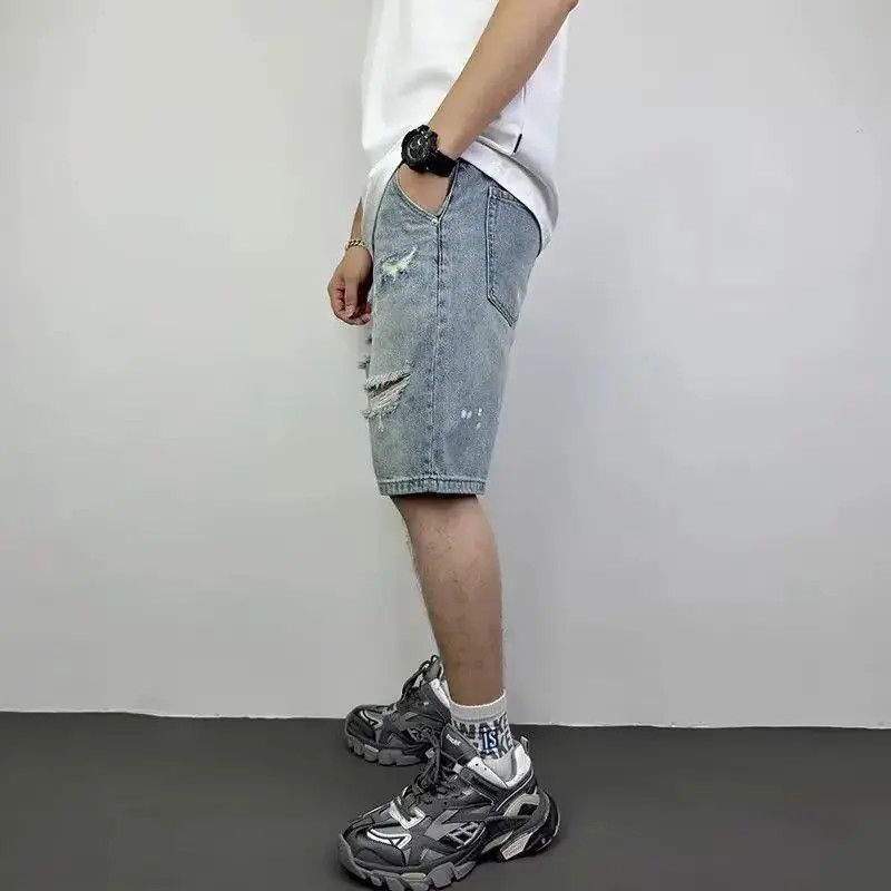 Japanese Brand Retro splashed ink ripped denim shorts Size US 32 / EU 48 - 3 Thumbnail