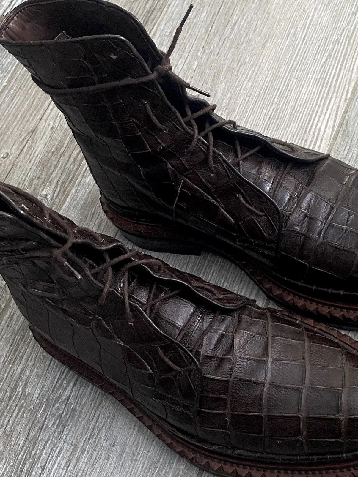 Raf Simons AW2008-2009 Raf Simons Brown Crocodile High Top Vibram Boots Size US 11 / EU 44 - 1 Thumbnail