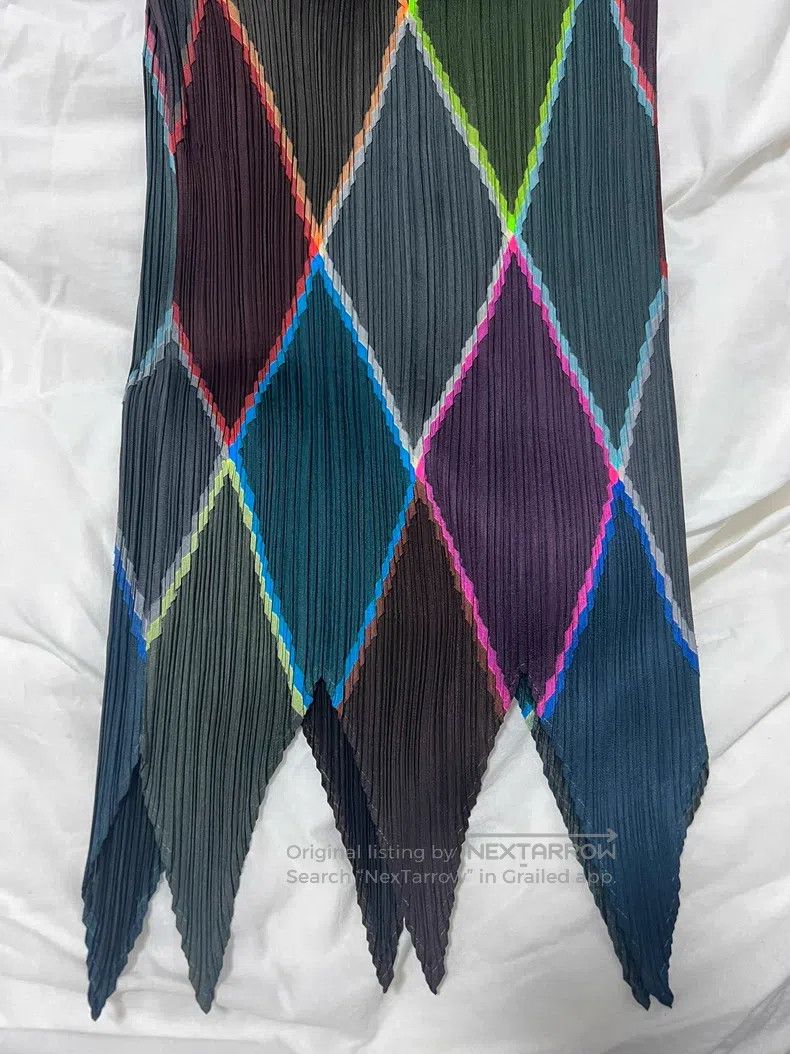 Issey Miyake Issey Miyake Appliqué Argyle Color-Block Dress Size M / US 6-8 / IT 42-44 - 2 Thumbnail
