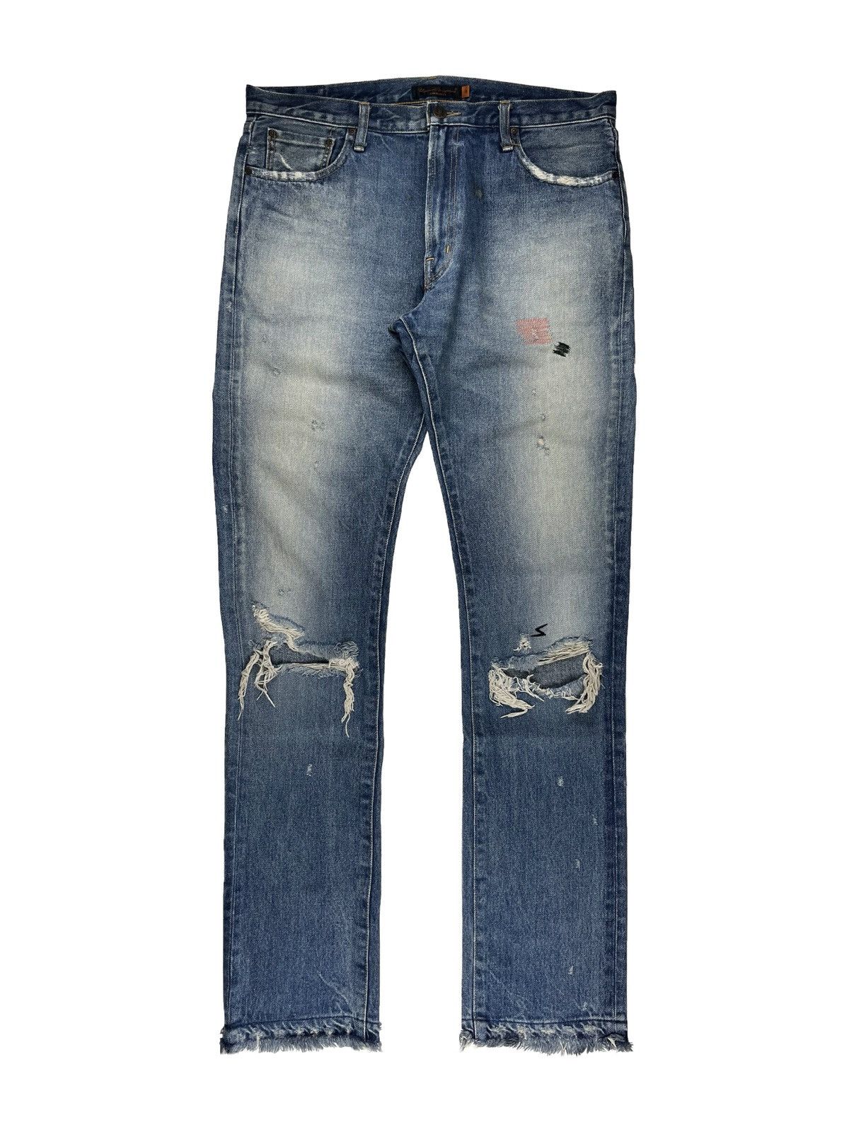 image of Ss05 Undercover But Beautiful Patchwork Thrashed Denim Jeans in Blue, Men's (Size 33)