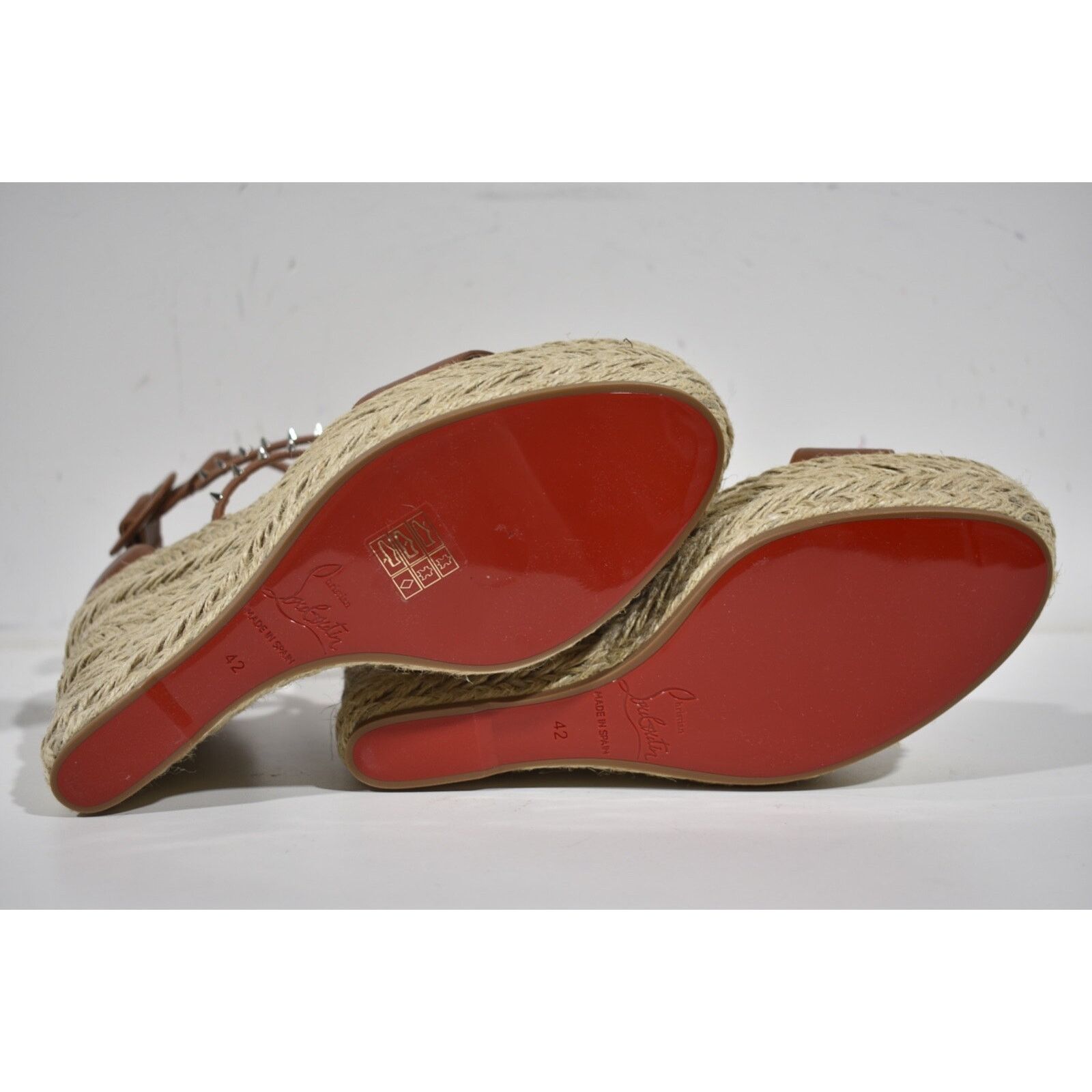 Christian Louboutin Chocazeppa Spikes 120 Cuoio Brown Platform Wedge Sandal 42 Size US 12 / IT 42 - 12 Thumbnail