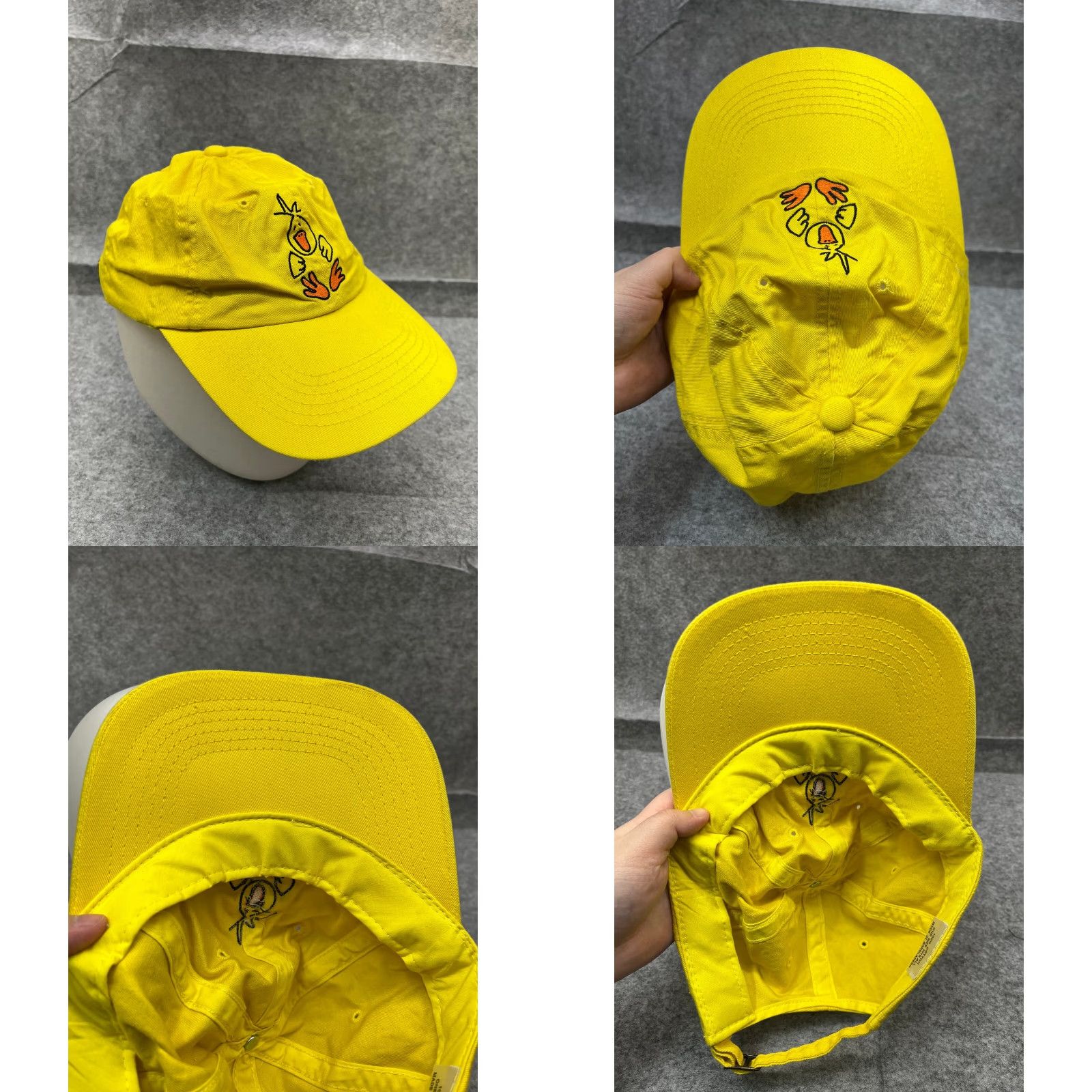 Vintage HEADLINES Duck Hat Cap Baseball Cap Strap Back One Size Yellow 100% Cotton Cartoon Unisex Adults Adjustable Size ONE SIZE - 8 Thumbnail