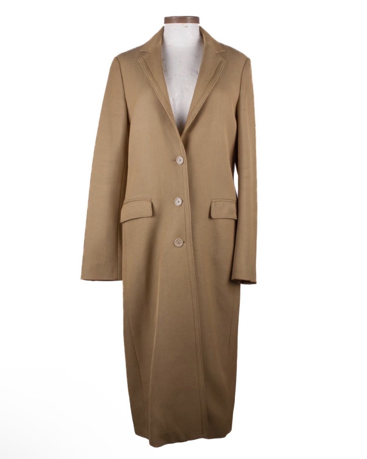 image of Acne Studios Camel Viscose Blend Long Classic Coat, Women's (Size Medium)