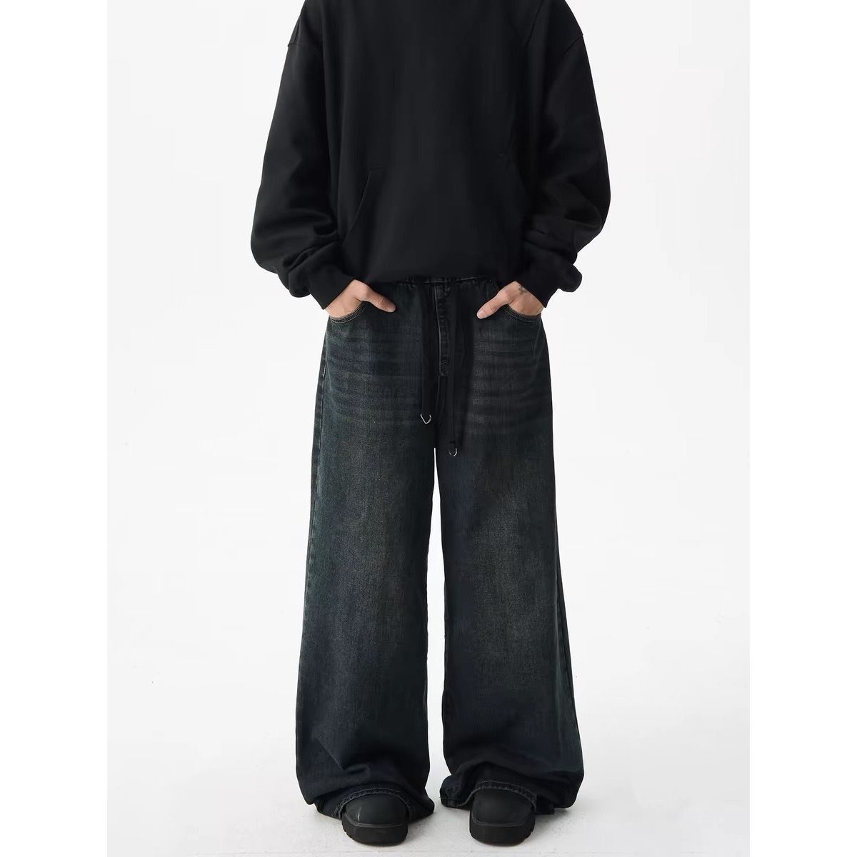 Japanese Brand × Vintage American washed loose wide leg casual jeans for men Size US 29 - 8 Thumbnail