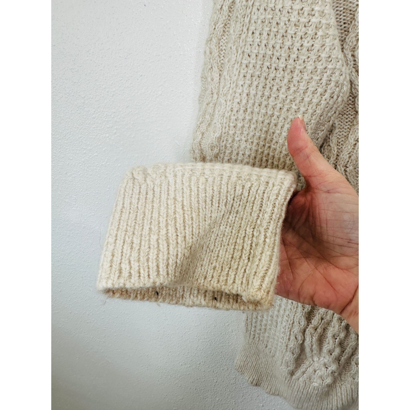 Vince Vince Cream Chunky Knit Long Sleeve Mock Neck Sweater L Size L / US 10 / IT 46 - 7 Thumbnail