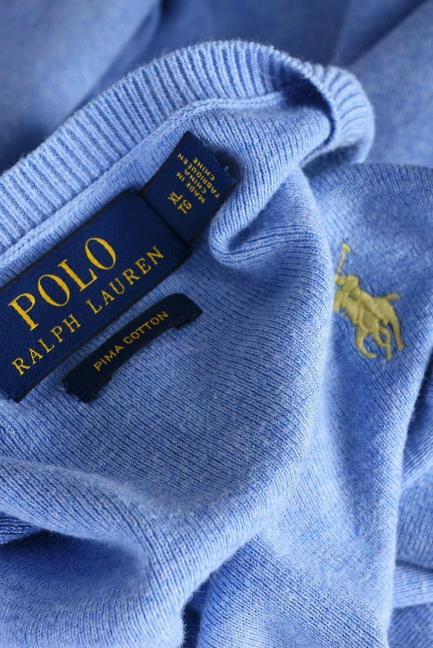 Polo Ralph Lauren Polo Ralph Lauren Blue V-Neck Pima Cotton Sweater Size US XL / EU 56 / 4 - 3 Thumbnail