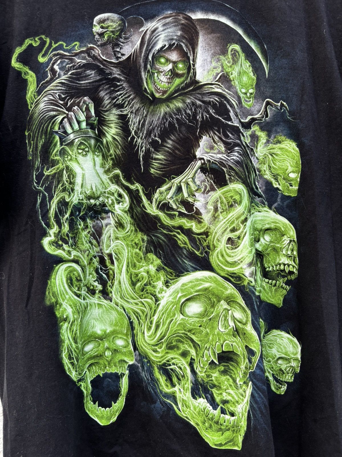 Band Tees × Hysteric Glamour × Vintage Vintage y2k Supreme Green Skull Pile Glow Style Tee Size US M / EU 48-50 / 2 - 2 Thumbnail