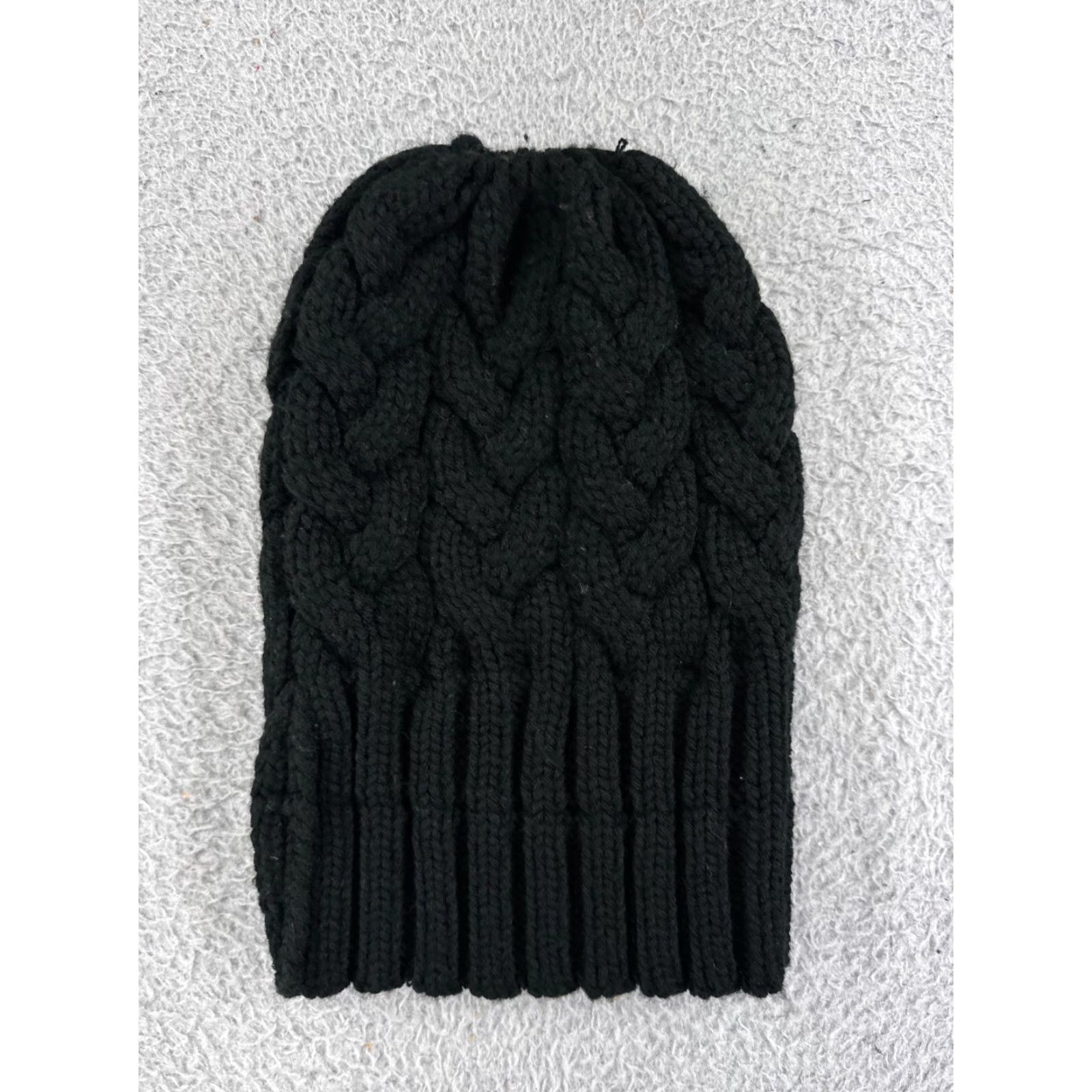 Vintage Beanie Toque Adult One Size Black Cable Knit 100% Acrylic Winter Warm Ski Snow Hat Mens Beanie Size ONE SIZE - 2 Thumbnail