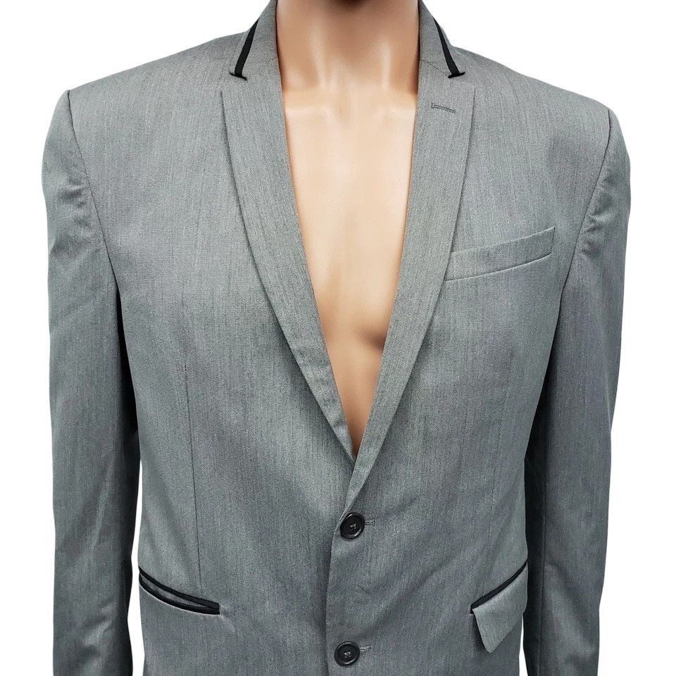 Zara Zara Man Blazer Jacket 40 Black Trim Floral Lining Vented Size 40R - 4 Thumbnail