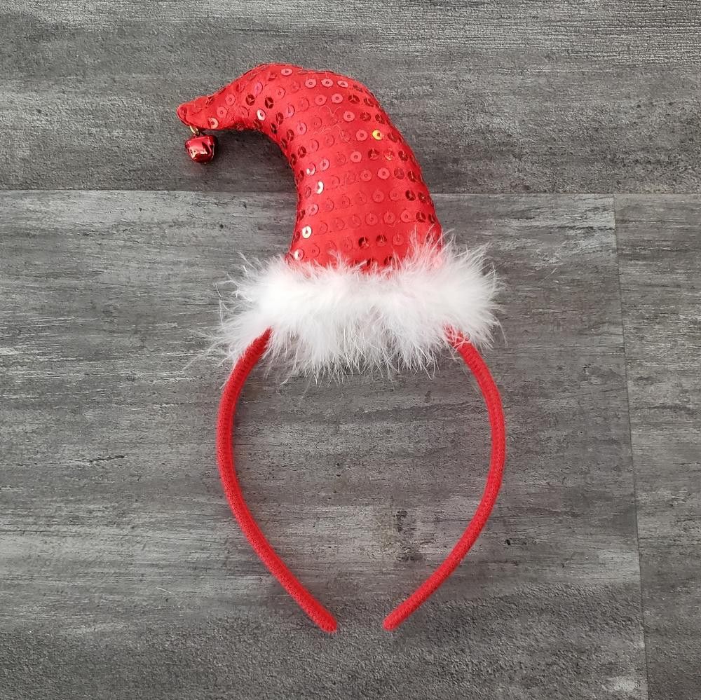Designer Red White Sequin Detailed Xmas Elf Head Piece Size ONE SIZE - 2 Thumbnail