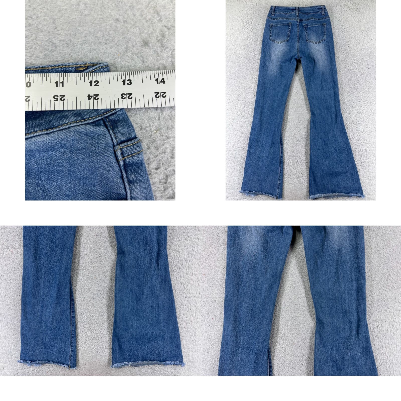 Vintage Pink Label Jeans Women Jeans 3 Blue Flared Distressed Cotton Blend 23x30 Vintage No 30 Inseam 30 Size 26" / US 2 / IT 38 - 9 Thumbnail