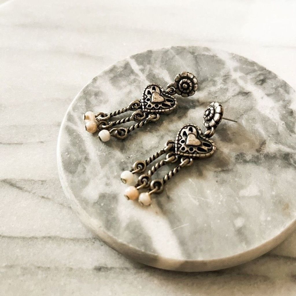 Guess GUESS Y2K Style Heart Dangle Drop Earrings Silver Size ONE SIZE - 2 Thumbnail