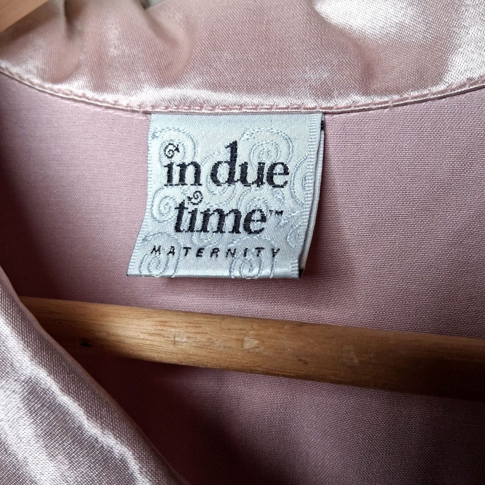 Vintage In Due Time Maternity Shirt Women M Iridescent Mauve Maroon Long Slv Satin Size M / US 6-8 / IT 42-44 - 6 Thumbnail