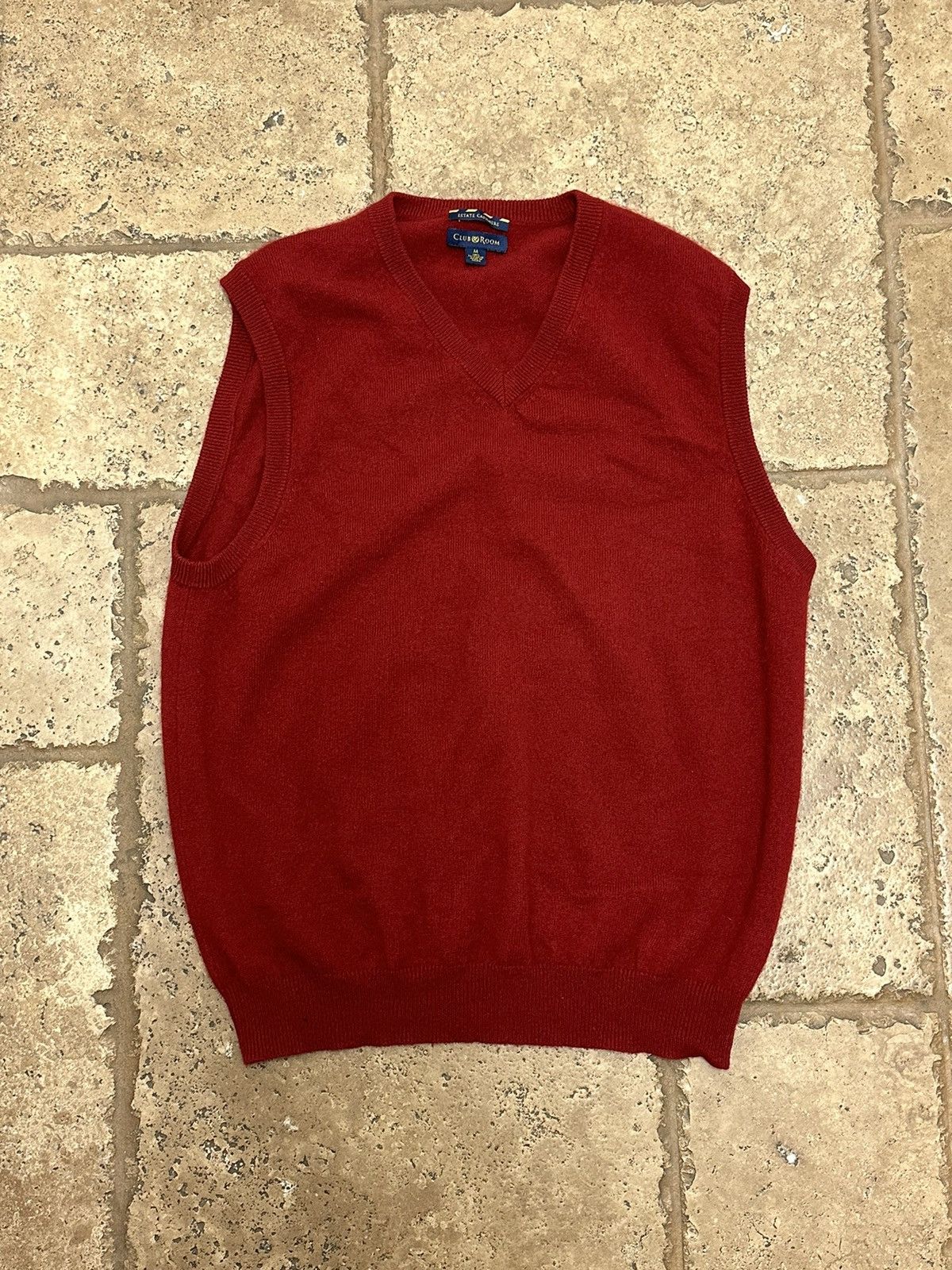 Club Room Estate Cashmere Vest Size Medium Red Retro