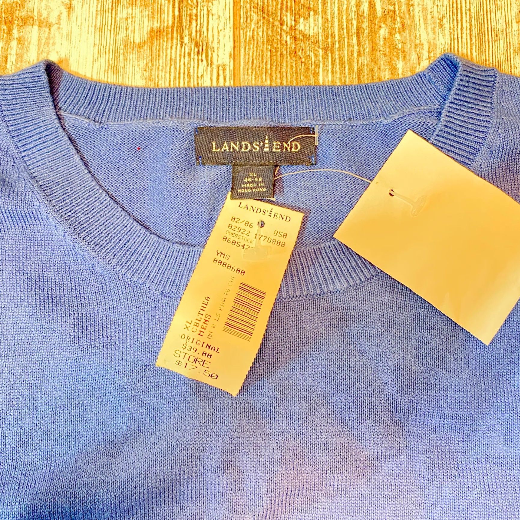 Lands' End VINTAGE Lands’ End Men’s XL Blue Cotton Crew Neck Pullover Sweater VTG VTG Size US XL / EU 56 / 4 - 6 Thumbnail