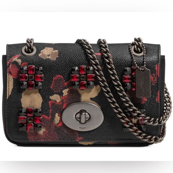Coach COACH FLORAL JEWELED EMBOSSED MINI CHAIN CROSS BODY NWOT Size ONE SIZE - 1 Thumbnail