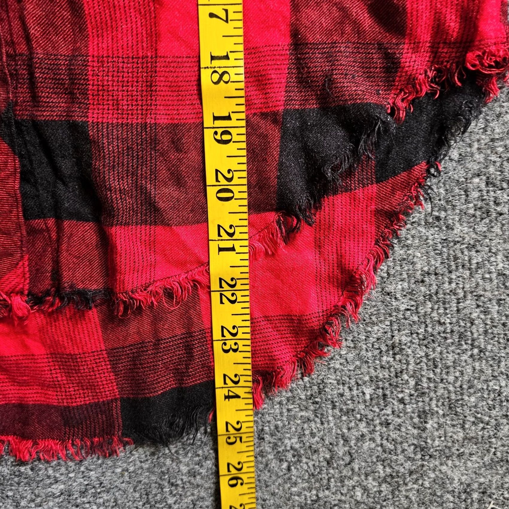 Vintage Cloth & Stone Top Shirt Women XS Red Black Flannel Buffalo Check Plaid Raw Hem Button Front Casual Sleeve | Whitewash? Size XS / US 0-2 / IT 36-38 - 6 Thumbnail