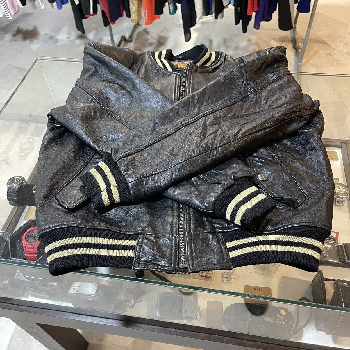 Harley Davidson VINTAGE HARLEYDAVIDSON HDC CORP LEATHER JACKET Size US L / EU 52-54 / 3 - 14 Thumbnail
