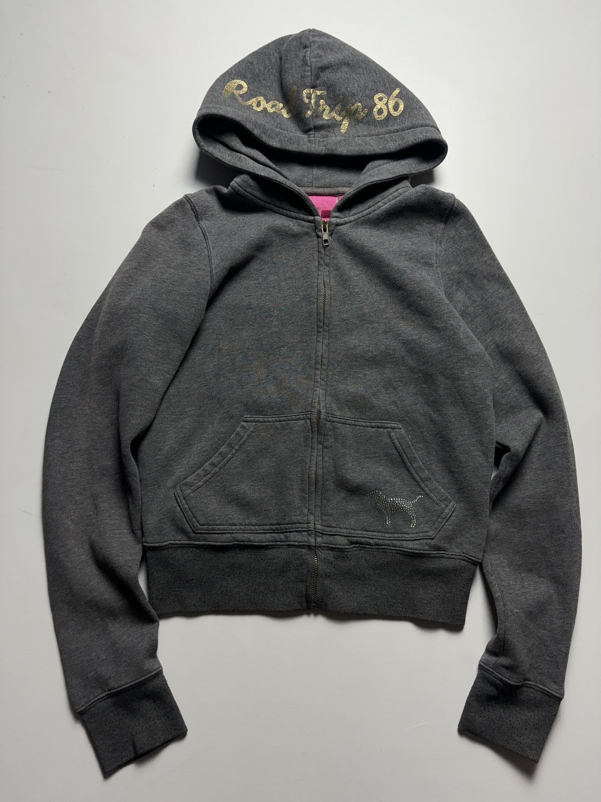 Pink × Victoria's Secret × Vintage Pink Victoria’s Secret glamour cropped vintage zip hoodie Size XS / US 0-2 / IT 36-38 - 3 Thumbnail
