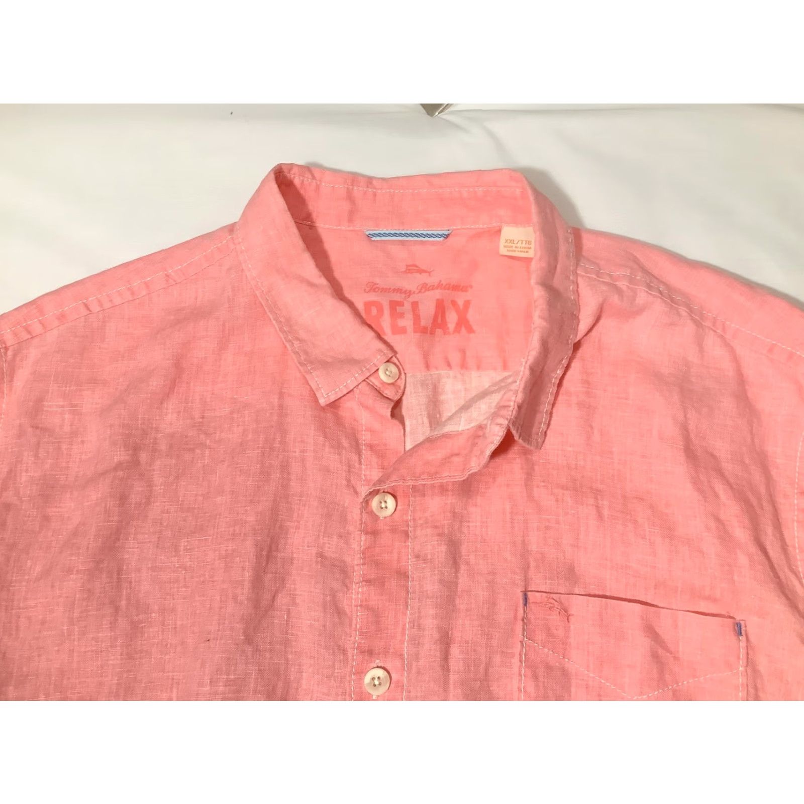 Tommy Bahama Tommy Bahama Relax Shirt Mens 2XL Pink Linen Long Sleeve Button Front Casual Size US XXL / EU 58 / 5 - 2 Thumbnail