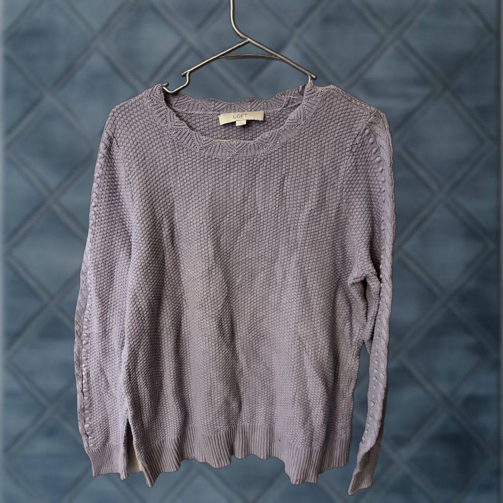 Loft LOFT Purple Cable-Knit Sweater Pullover Size Large Womens Size L / US 10 / IT 46 - 1 Thumbnail