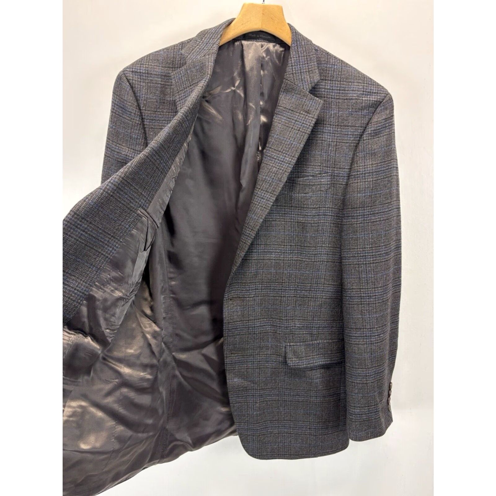 Ralph Lauren Lauren Ralph Lauren Mens Blazer Jacket 42L Grey Blue Glen Plaid Wool Business Fall Winter Size 42L - 4 Thumbnail