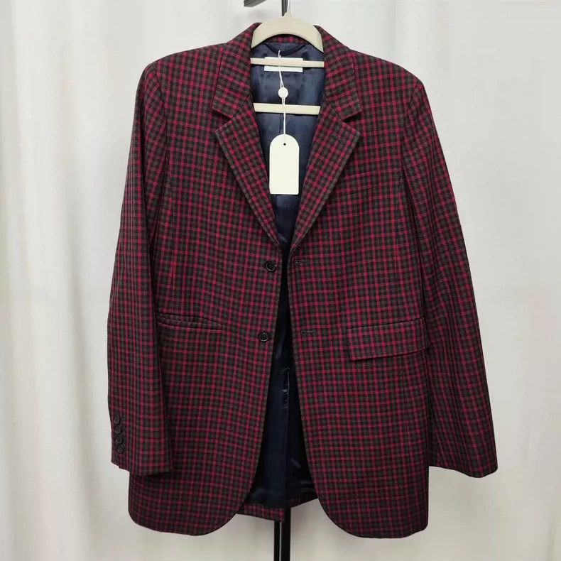Balenciaga Balenciaga Wool Plaid Coat Red Yellow - dmc Size US XXS / EU 40 - 1 Thumbnail